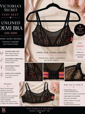 Victoria's Secret Very Sexy Bra Blavk Orange - 32DD